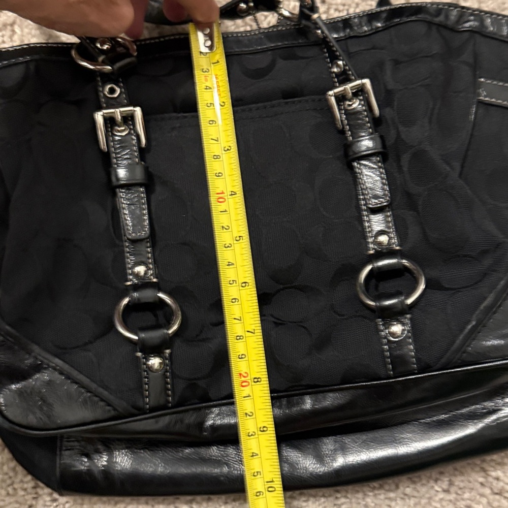 Vintage Coach F17386 Signature leather & canvas shoulder bag with double straps - Picture 12 of 14